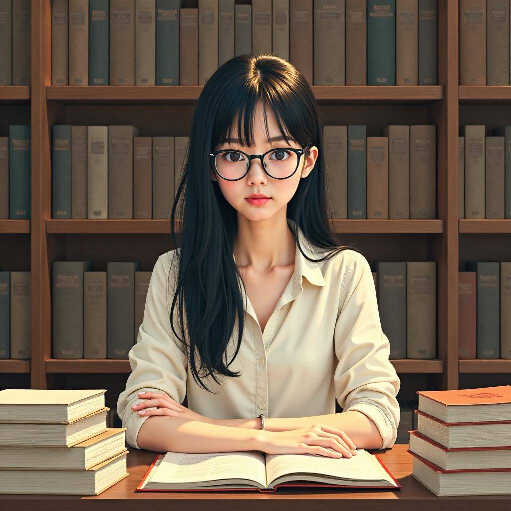 Discovering the Elusive Anime Character: The Quiet Bookworm with Long Black Hair and Glasses
